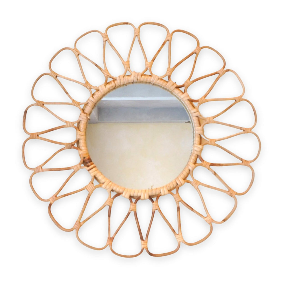 Kleine rotan spiegel 38 cm handgemaakte Boho wandspiegel DAAU wanddecoratie ronde spiegel decoratieve spiegel